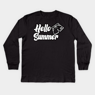 summer time vocation gifts design   hello summer for travel beach and surfing Kids Long Sleeve T-Shirt